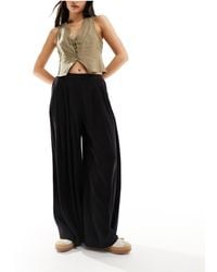 ASOS - Pleated Palazzo Wide Leg Pants With Linen - Lyst