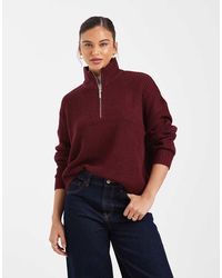 Brave Soul - Chunky Knit Quarter-zip Jumper - Lyst