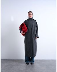 TOPSHOP - Formal Longline Funnel Neck Car Coat - Lyst