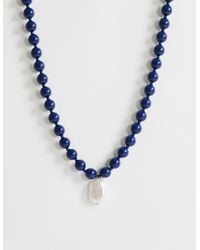 TOPSHOP - Marais Beaded Necklace With Pearl Charm - Lyst