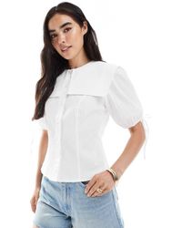 ASOS - Camicia A Maniche Corte Bianca Con Colletto Alla Marinara - Lyst