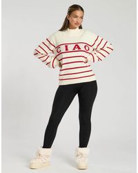 South Beach - Funnel Neck Slogan Striped Knit Jumper - Lyst