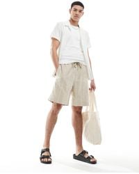 Pull&Bear - Linen Blend Striped Shorts - Lyst