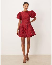 Sister Jane - Floral Jacquard Puff Sleeve Mini Dress - Lyst