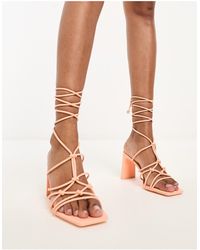 Stradivarius - Knot Front Strappy Heeled Sandals - Lyst