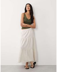 Vila - Linen-blend Tiered Maxi Boho Skirt - Lyst