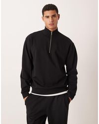 ASOS - Relaxed Quarter Zip Sweatshirt - Lyst