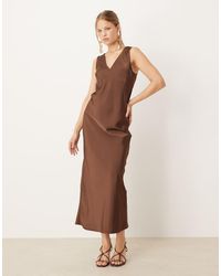 ASOS - V-neck Satin Slip Midi Dress - Lyst