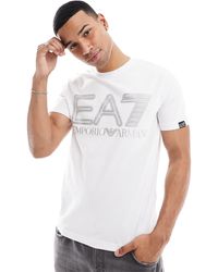 EA7 - Armani Large Silver Chest Logo T-shirt - Lyst