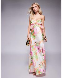 ASOS - Asos design petite – camisole-maxikleid aus satin mit chiffon-brustpartie und rosa blumenmuster - Lyst