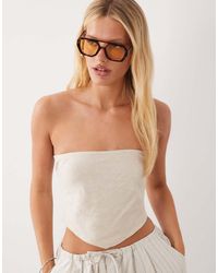 ASOS - Linen Bandeau Scarf Top With Shirred Back - Lyst