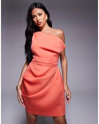 ASOS - Slouch Neckline Cinched Waist Mini Dress - Lyst