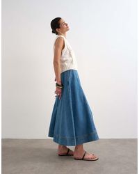 TOPSHOP - Denim Full Maxi Skirt - Lyst