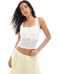 New Look - Kanten Hemdje Met Vierkante Hals - Lyst