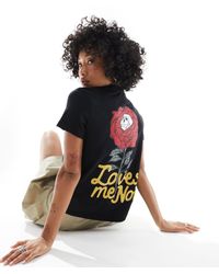 Vans - Camiseta negra con cuello redondo y estampado "loves me" - Lyst
