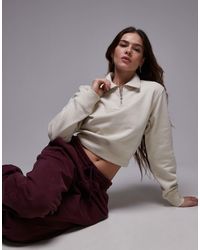 Tommy Hilfiger - Cropped 1/4 Zip Sweatshirt - Lyst