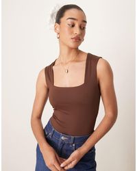 New Look - Body moulant à encolure carrée - Lyst