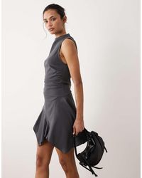 Mango - High Neck Mini Dress With Hanky Hem - Lyst