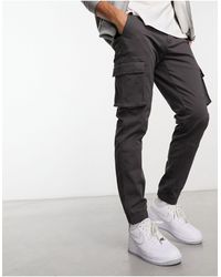 Only & Sons - Pantaloni cargo slim grigi con fondo elasticizzato - Lyst