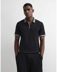 River Island - Slim Fit Cotton Zipped Polo Shirt - Lyst