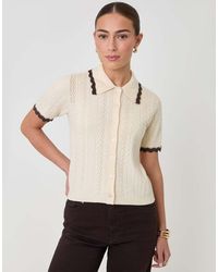 Threadbare - Cable Knit Scallop Trim Polo - Lyst