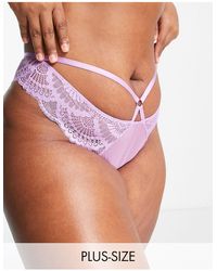 We Are We Wear - Curve Nylon Blend High Leg Thong With Strapping Detail - Lyst