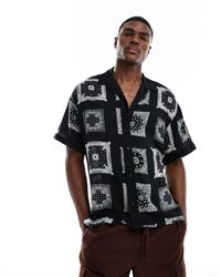 ADPT - Oversized Revere Collar Shirt With Bandana Print - Lyst
