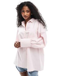 ASOS - Camisa Rosa De Corte Trapecio Con Pliegue En La Espalda De Popelina De - Lyst