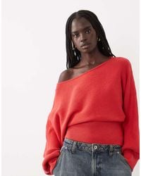 ASOS - Structu Ribbed Nipped Waist Slash Neck Jumper - Lyst
