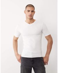 River Island - V Neck Muscle Fit T-shirt - Lyst