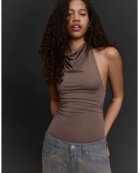 Bershka - Ruched Halter Bodysuit - Lyst