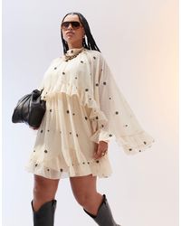 ASOS - Asos design curve – besticktes minikleid aus genopptem stoff - Lyst