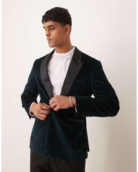 Abercrombie & Fitch - Single Breasted Fluwelen Blazer Met Satijnen Rand - Lyst