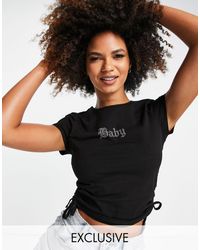 Missguided Baby Ruched Tee - Black