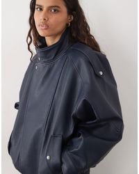 Abercrombie & Fitch - Oversized Faux Leather Bomber Jacket - Lyst