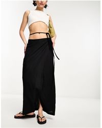 Weekday - Fold Linen Blend Midi Skirt - Lyst