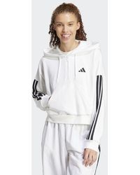 adidas Originals - Essentials 3-Stripes French Terry Quarter-Zip Hoodie - Lyst