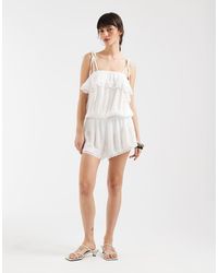 Motel - Melosa Lace Trim Romper - Lyst