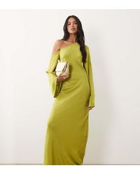 ASOS - Asos Design Tall Fallen Shoulder Long Sleeve Column Maxi Dress - Lyst