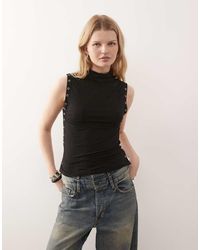 Weekday - Mock Neck Sleeveless Top With Side Button Detailing - Lyst