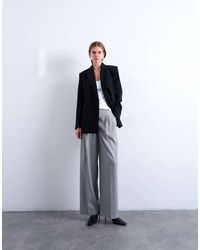 TOPSHOP - Pantaloni Sartoriali Chiaro A Vita Alta Con Pieghe Doppie - Lyst