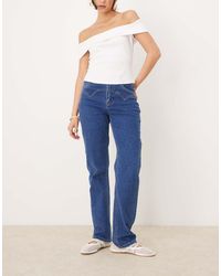 Object - Vaqueros Azul Medio De Pernera Recta Con Pespuntes De Estilo Wéstern De - Lyst