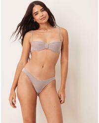 Free Society - Stripe Crinkle High Leg Bikini Bottoms - Lyst