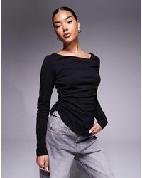 ASOS - Long Sleeve Top With Asymmetric Neck And Hem - Lyst
