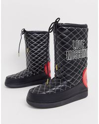 Love Moschino Зимние Сапоги С Контрастными Строчками И Логотипом -черный