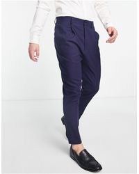 ASOS - Smart Tapered Linen Mix Pants - Lyst
