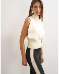 TOPSHOP - Gebreide Mouwloze Trui Met Opstaande Hals - Lyst