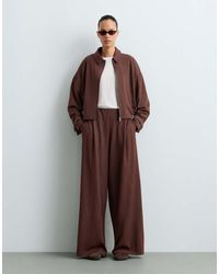 Oysho - Pinstripe Cotton Piqué Wide-Leg Trousers - Lyst