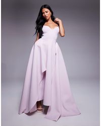 ASOS - Robe mi-longue en imitation néoprène à ourlet évasé asymétrique et bretelles fines - lilas - Lyst