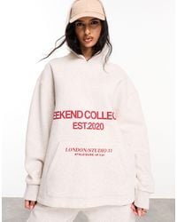 ASOS - Oversized Hoodie With Stacked Red Logo - Lyst